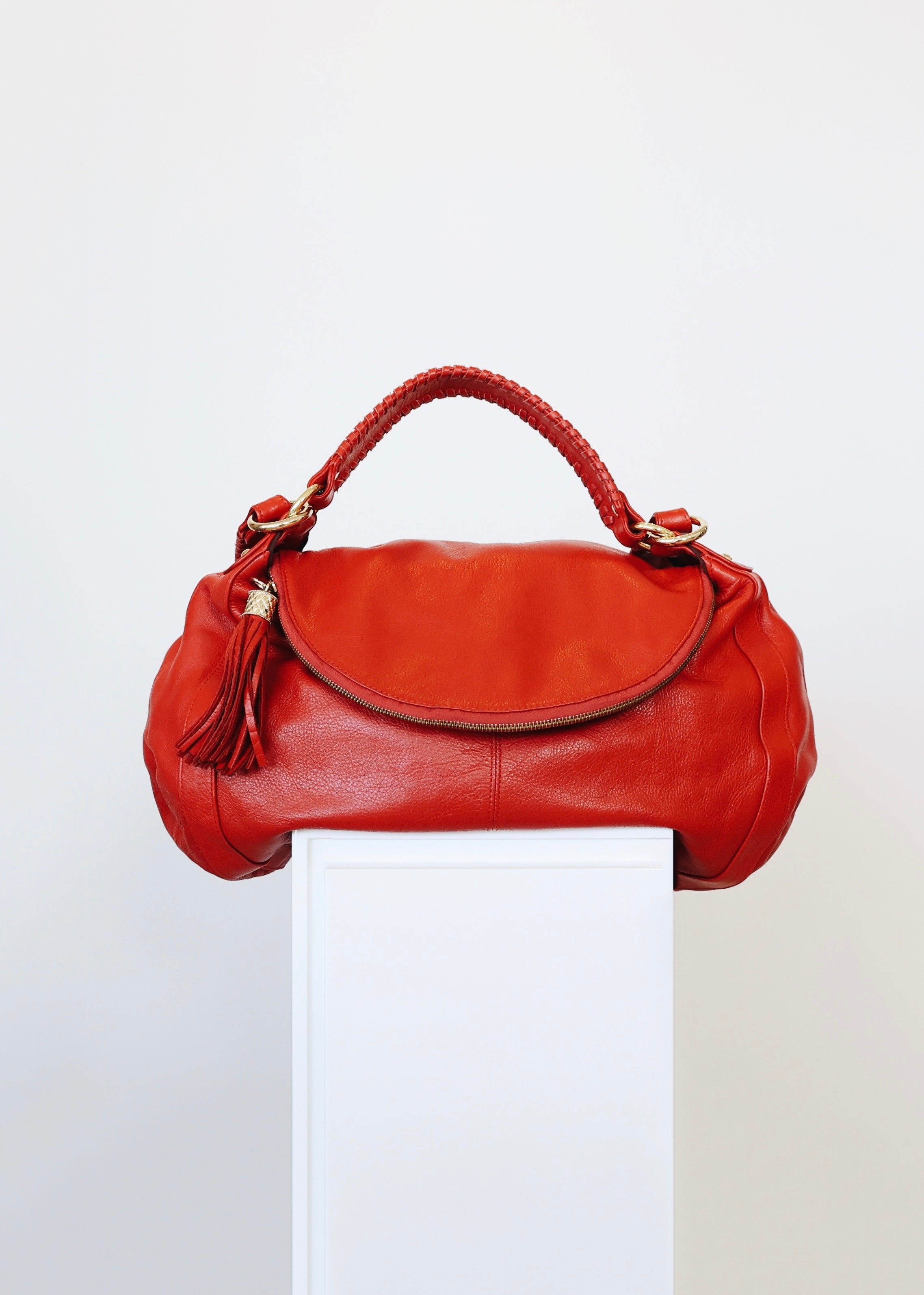 Red Leather Shoulder Bag